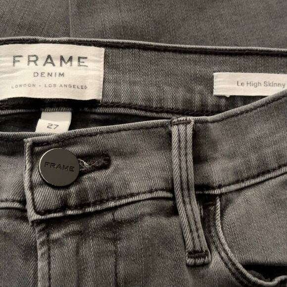 FRAME Le High Skinny Raw Hem Jeans in Dartmouth Wash Size 27 - Picture 6 of 8